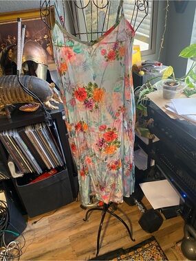 Tolani light blue Floral semi sheer Slip Dress